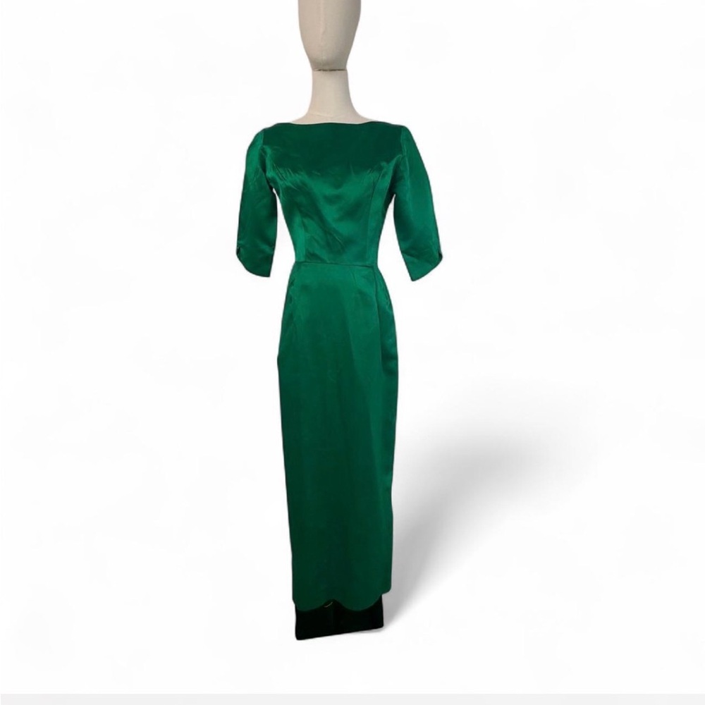 1960s Elegant Emerald Green Midi Dress